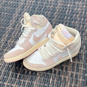 Nike Air Jordan Mid in Pink and Cream (High-Top Sneakers)